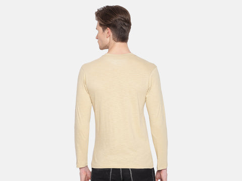BCI Cotton slub henley t-shirt for men. Winters are coming & this fluu sleeves t-shirt for men is all you need. 
