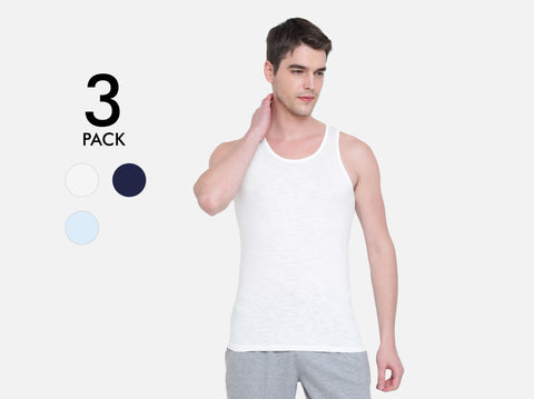 Easy 24X7 Cotton Slub Vest (Pack of 3)