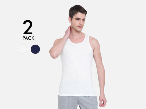 Easy 24X7 Cotton Slub Vest (Pack of 2)