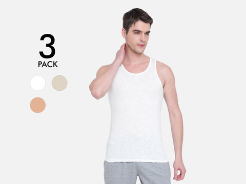 Easy 24X7 Cotton Slub Vest (Pack of 3)